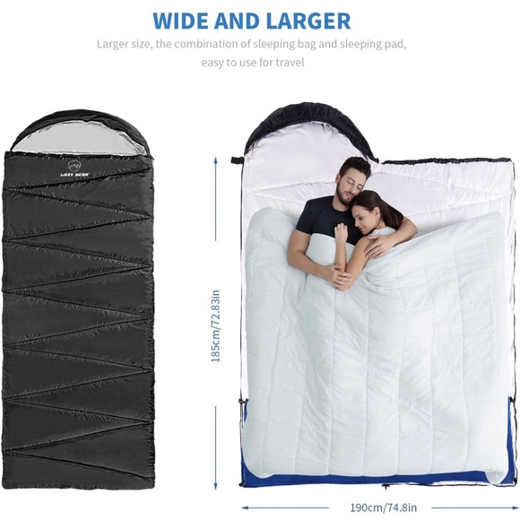 LAZY BEAR Sleeping Bag for 4 Seasons Indoor Outdoor Use, & Waterproof - NWT - Picture 4 of 8